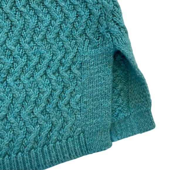 LOFT Cotton Blend Teal Blue/Green Long Sleeve Textured Sweater, Size L - Picture 6 of 12